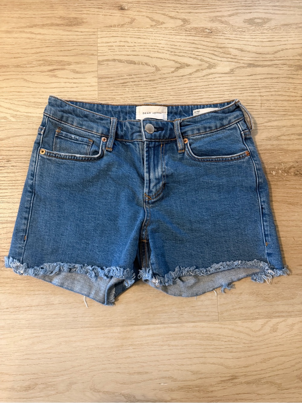 Dear John Gigi Raw Hem Denim Short - Medium Blue size 25